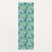 熱帯ブルーパームリーフウォーターパターン(の模様が)あるカラー ヨガマット (正面)