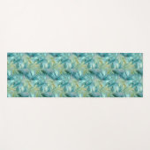 熱帯ブルーパームリーフウォーターパターン(の模様が)あるカラー ヨガマット (正面(横))