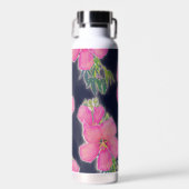 熱帯ブルーピンクのハイビスカスフラワー絵画ズ ウォーターボトル (正面)
