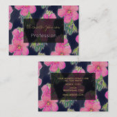 熱帯ブルーピンクのハイビスカスフラワー絵画ズ 名刺 (正面/裏面)