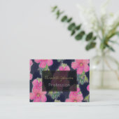 熱帯ブルーピンクのハイビスカスフラワー絵画ズ 名刺 (スタンド正面)