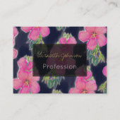 熱帯ブルーピンクのハイビスカスフラワー絵画ズ 名刺 (正面)