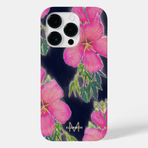 熱帯ブルーピンクのハイビスカスフラワー絵画ズ Case-Mate iPhone 14 PROケース
