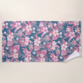 熱帯ブルーピンク ビーチタオル (正面)