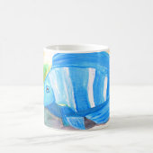 熱帯ブルーフィッシュウォーターカラーシー海 コーヒーマグカップ (中央)