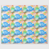 熱帯ブルーフィッシュウォーターカラーシー海 ラッピングペーパー (フラット)