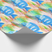 熱帯ブルーフィッシュウォーターカラーシー海 ラッピングペーパー (角)