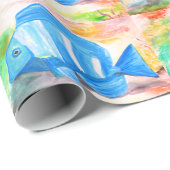 熱帯ブルーフィッシュウォーターカラーシー海 ラッピングペーパー (ロールコーナー)