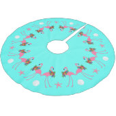 熱帯ブルーフラミンゴクリスマス縁ど ブラッシュドポリエステルツリースカート (アングル)