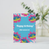 熱帯ブルーフローラカラフル誕生日カスタム用 ポストカード (スタンド正面)