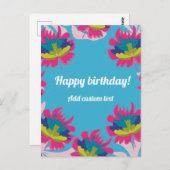 熱帯ブルーフローラカラフル誕生日カスタム用 ポストカード (正面/裏面)