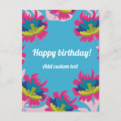 熱帯ブルーフローラカラフル誕生日カスタム用 ポストカード (正面)