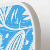 熱帯ブルーフローラルパターンダイヤモンドモノグラム ピックルボールラケット (左詳細)