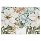 熱帯ブルーホワイトフラワーズブライダルシャワー ラージペーパーバッグ (裏面)