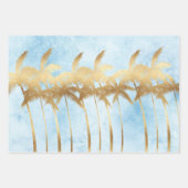 熱帯ブルー金ゴールドヤシの木 ラッピングペーパーシート (正面)