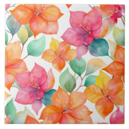 熱帯ブーゲンビリア模様シームレス タイル