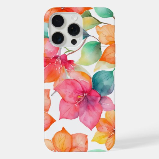 熱帯ブーゲンビリア模様 iPhoneケース (裏面)