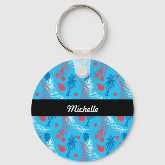 熱帯プエルトリカンをテーマにした島のパターン名 キーホルダー (正面)