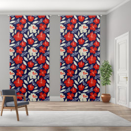 熱帯プリントのカーテン