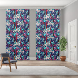 熱帯プリントのカーテン