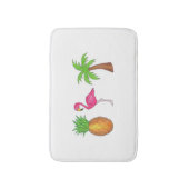 熱帯プリントパームツリーパイナップルピンクフラミンゴ バスマット (正面縦)