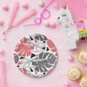 熱帯プリント葉モンテラはさみジャングルexo ペーパープレート (パーティー)