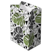 熱帯プリント葉モンテラはさみジャングルexo ミディアムペーパーバッグ (裏面アングル)