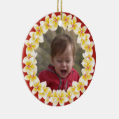 熱帯プルメリアのレイの写真のオーナメント セラミックオーナメント (右)