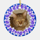 熱帯プルメリアのレイの写真のオーナメント セラミックオーナメント (正面)