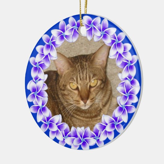 熱帯プルメリアのレイの写真のオーナメント セラミックオーナメント (左)