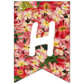 熱帯プルメリアの花の花柄のハッピーバースデー バンティングフラッグ (第2の旗)