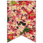 熱帯プルメリアの花の花柄のハッピーバースデー バンティングフラッグ (第1の旗)