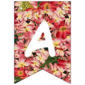 熱帯プルメリアの花の花柄のハッピーバースデー バンティングフラッグ (第3の旗)