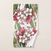 熱帯プルメリアの花のBathタオルセット バスタオルセット (ハンドタオル)