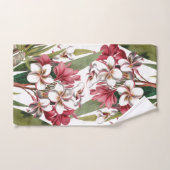 熱帯プルメリアの花のBathタオルセット バスタオルセット (ハンドタオル)