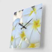 熱帯プルメリアの花 スクエア壁時計 (傾斜)