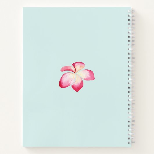 熱帯プルメリアピンクウォーター結婚カラー ノートブック (裏面)
