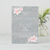 熱帯プルメリアフラワーグレーピンク夏パーティー 招待状 (スタンド正面)