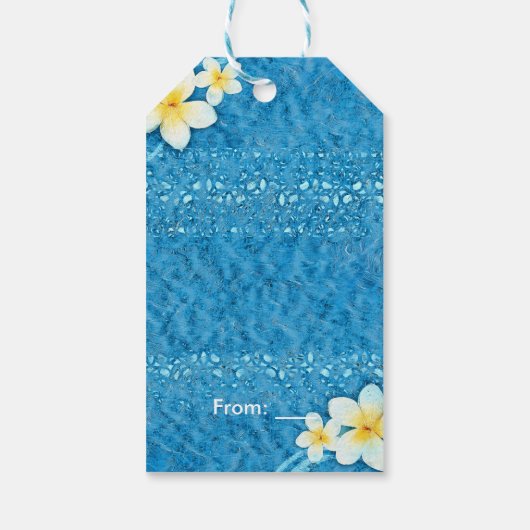 熱帯プルメリアフラワーブルーサマーパーティーのお気に入り ギフトタグ (裏面)