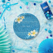 熱帯プルメリアフラワーブルーサマーパーティー ペーパープレート (パーティー)