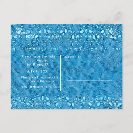 熱帯プルメリアフラワーブルー夏デートを保存 案内ポストカード (裏面)