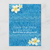 熱帯プルメリアフラワーブルー夏デートを保存 案内ポストカード (正面)