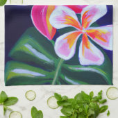 熱帯プルメリアフランギパニキッチンデコータオル キッチンタオル (折り畳み)