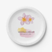 熱帯プルメリアフランギ結婚パニ ペーパープレート (正面)
