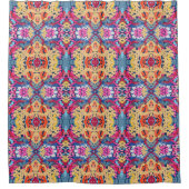 熱帯プルメリア斑点のある花タイル模様 シャワーカーテン (正面)