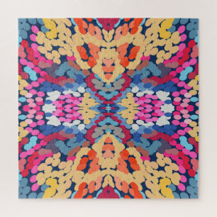 熱帯プルメリア斑点のある花タイル模様 ジグソーパズル