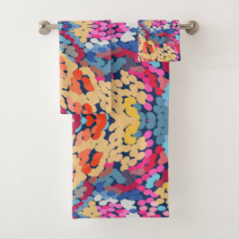 熱帯プルメリア斑点のある花タイル模様 バスタオルセット