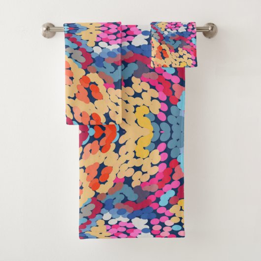 熱帯プルメリア斑点のある花タイル模様 バスタオルセット (インサイチュ)