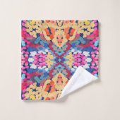 熱帯プルメリア斑点のある花タイル模様 バスタオルセット (ウォッシュタオル)