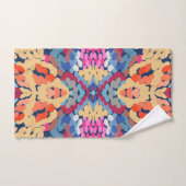 熱帯プルメリア斑点のある花タイル模様 バスタオルセット (ハンドタオル)